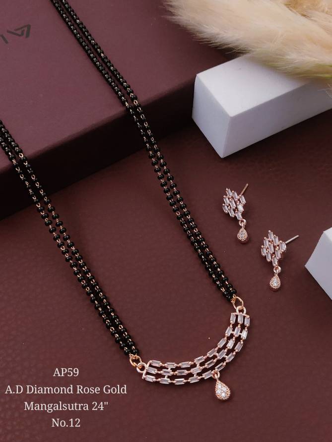 AP5 Designer AD Diamond Rose Gold Mangalsutra Wholesale Shop In Surat
